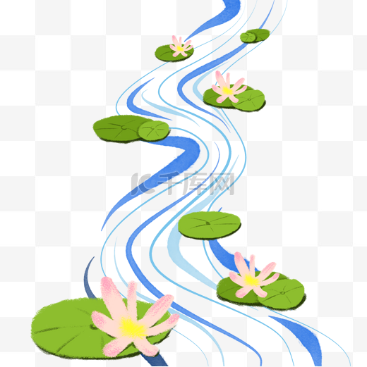 河流河水流水小河莲花图片