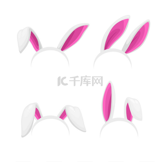 兔子耳朵隔离病媒复活节兔子孩子的头带口罩卡通兔子耳朵服装的粉红色和白色元素图片编辑器展台视频聊天应用程序装饰有趣的动物角色游戏兔子耳朵隔离媒介复活节兔子面具图片