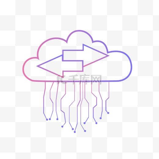 彩色线条云端服务器互联网云计算概念插图图片