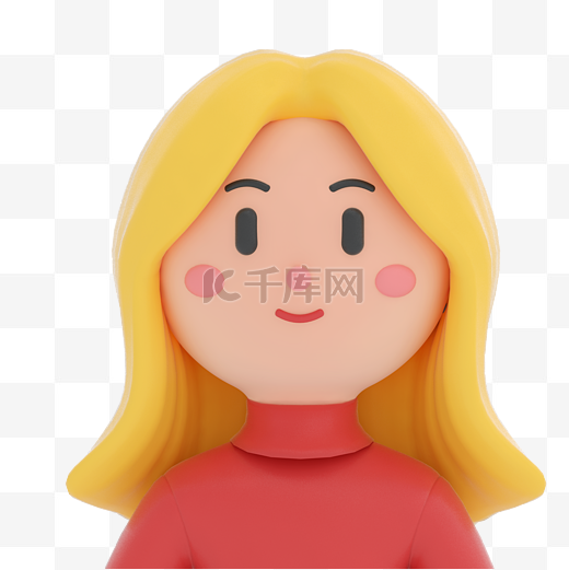 3D立体C4D长发女生头像图片