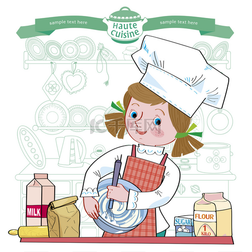 女孩-cook.Illustration图片