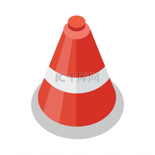 交通锥图标平面交通锥图标安全和注意危险警告符号驾驶安全工具符号锥形路标白色背景上的孤立矢量插图图片