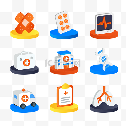 轻拟物医疗图标icon图片