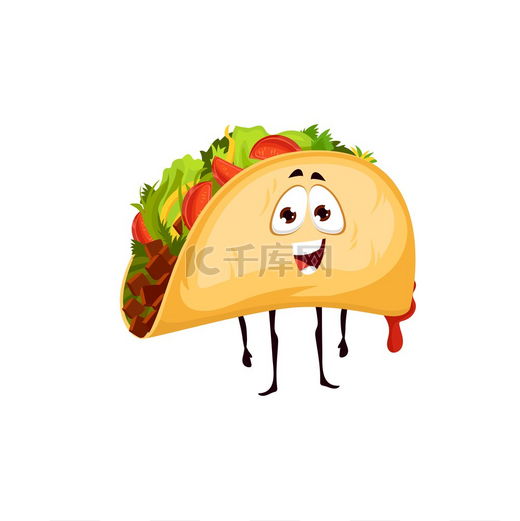 卡通墨西哥玉米卷角色快餐零食吉祥物由玉米或小麦玉米饼烤鸡肉和新鲜蔬菜制成的食物墨西哥的快餐外卖卡通墨西哥玉米卷角色快餐图片