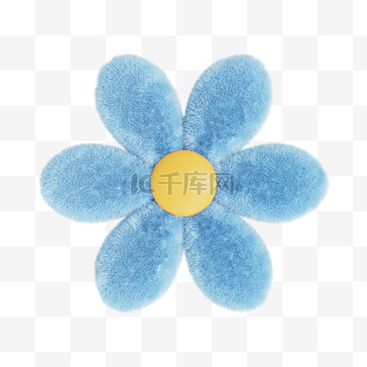 3DC4D立体蓝色毛绒花朵图片
