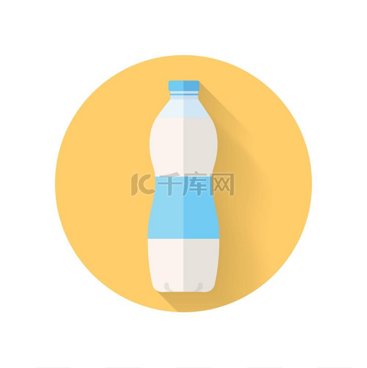 一瓶鲜奶平面风格矢量插图乳制品载体平面设计贴有标签的塑料瓶或玻璃瓶鲜奶液体产品的包装农场畜牧业牛奶生产杂货店广告插图白色隔离图片