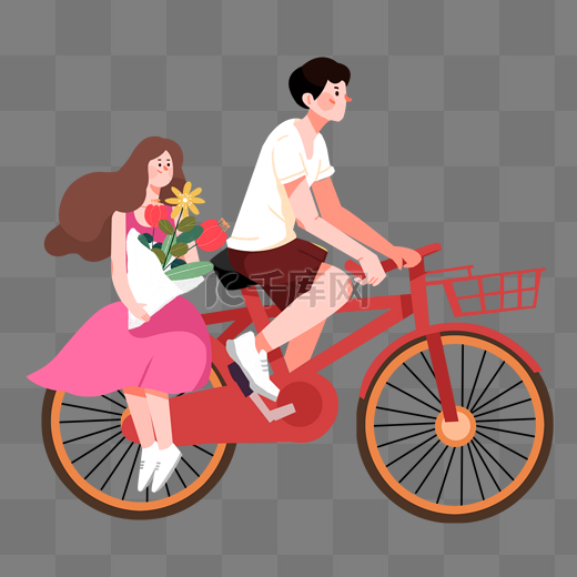 情侣骑自行车人物图片