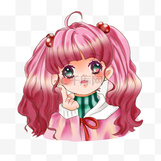 日本动漫粉色头发女孩人物形象图片