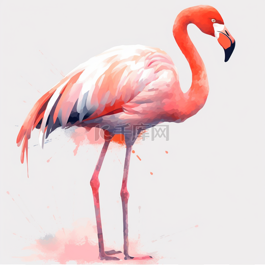 粉色创意手绘火烈鸟图片