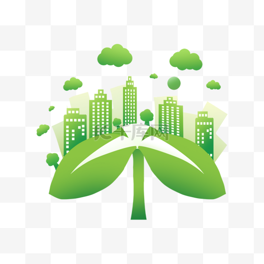 城市绿色环保能源概念云朵图片
