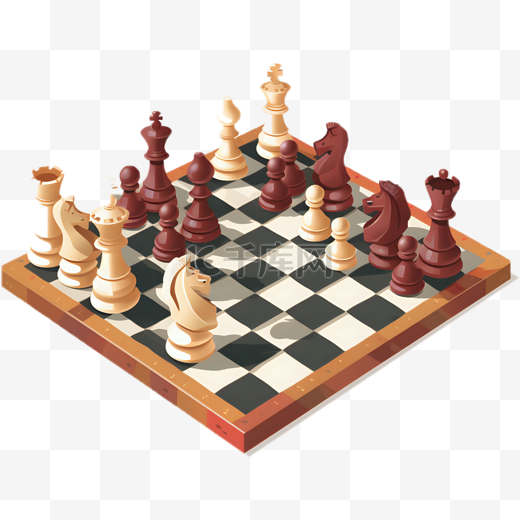 卡通扁平风格国际象棋棋盘图片