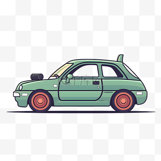 二维扁平绿色小汽车图片