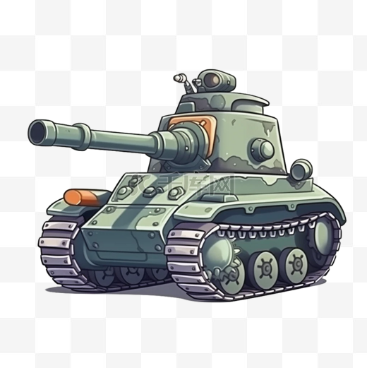 扁平卡通免抠图素材坦克图片