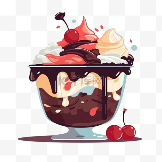 卡通手绘甜品冰淇淋蛋糕图片