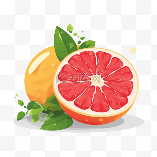 柚子橙子水果扁平卡通风图片