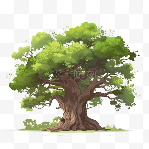 卡通手绘植物大树树木图片