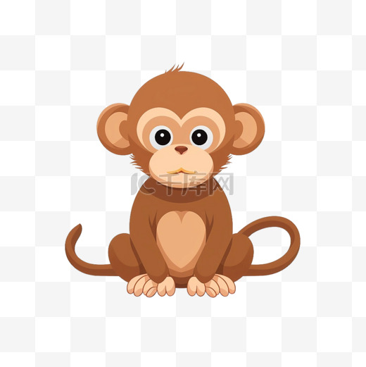 扁平卡通免抠图素材猴子图片