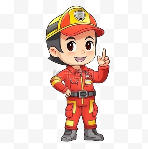 卡通手绘消防救援消防员图片
