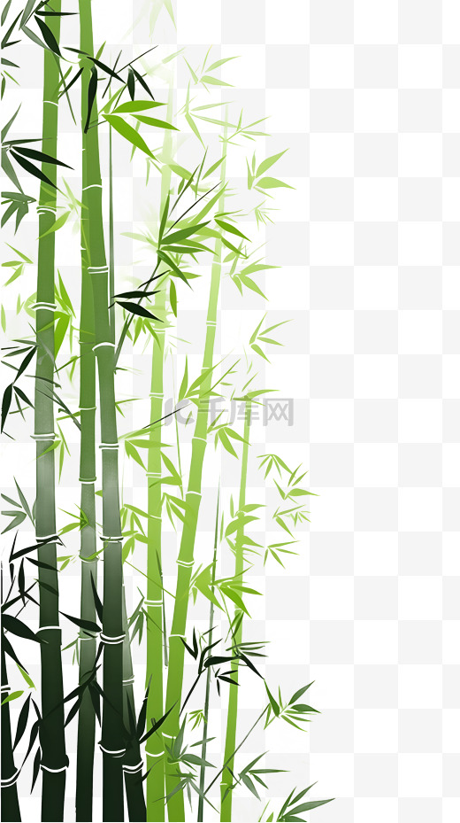 卡通扁平风绿竹边框装饰图片