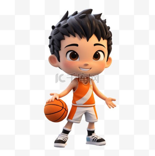 卡通动漫3D运动篮球男孩立体图片