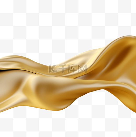 金黄色丝绸飘带元素免扣素材图片