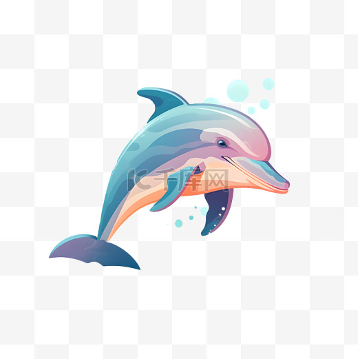 海豚动物儿童插画免扣元素图片