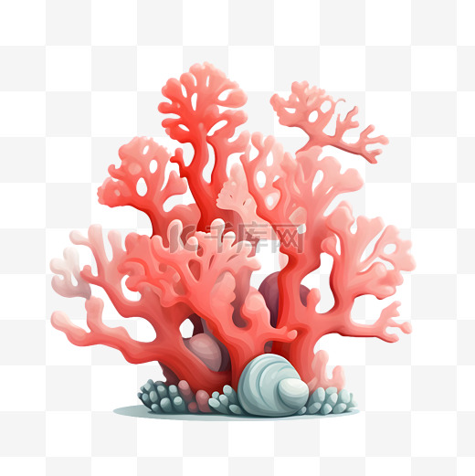 珊瑚插画免扣元素图片