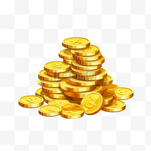 堆叠的钱和金币3D卡通风格的图标。硬币上印有美元符号、一叠现金、货币平面图。财富、投资、成功、储蓄、经济、利润概念图片