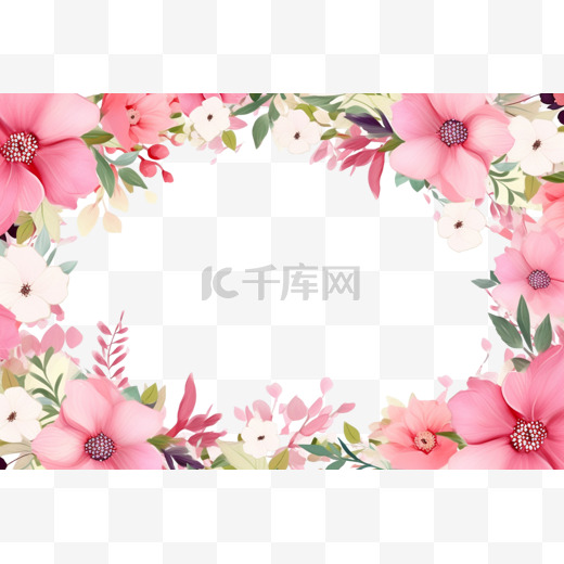 粉色花边鲜花边框相框装饰元素图片