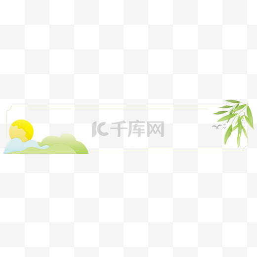 中国风古典按钮绿色标题框山水边框图片