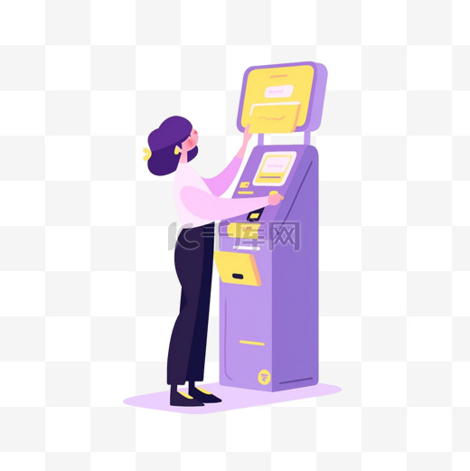 自动取款ATM扁平风场景商务职业工作运营图片