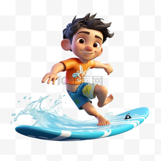 穿着泳装冲浪的男孩图片