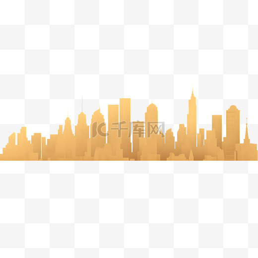 金色都市城市建筑天际线剪影图片