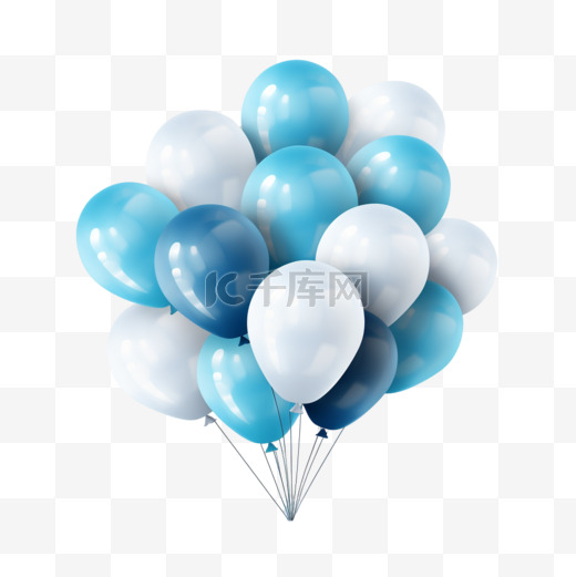 蓝白色气球装饰庆祝派对气氛图片