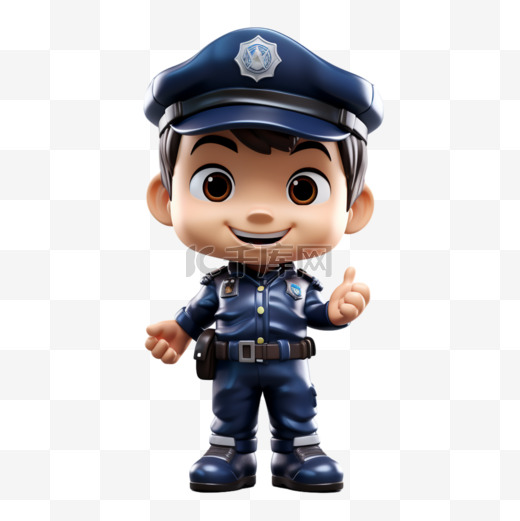警察男人物3D可爱职业立体图片