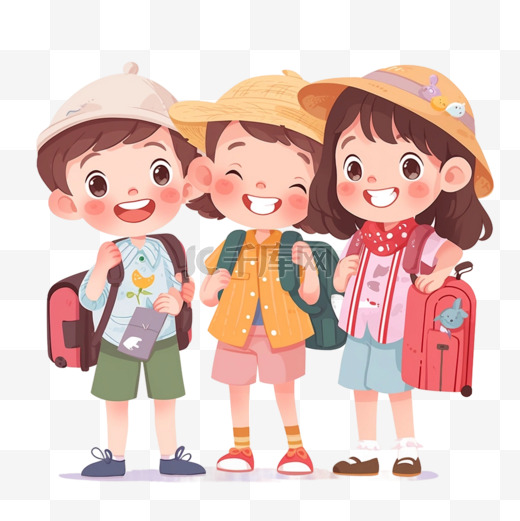 小孩学生旅游暑假假期假日出行图片