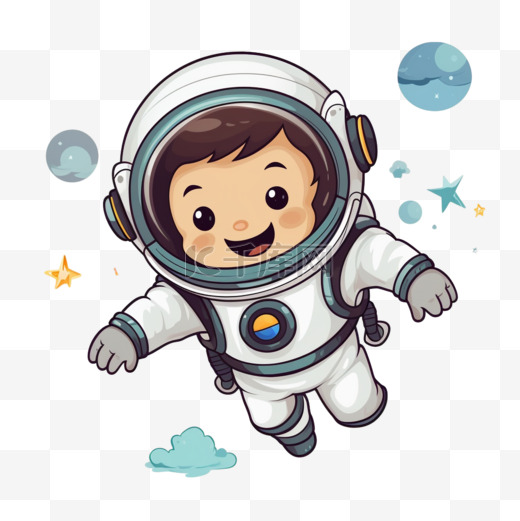 可爱的宇航员超级飞行插图图片