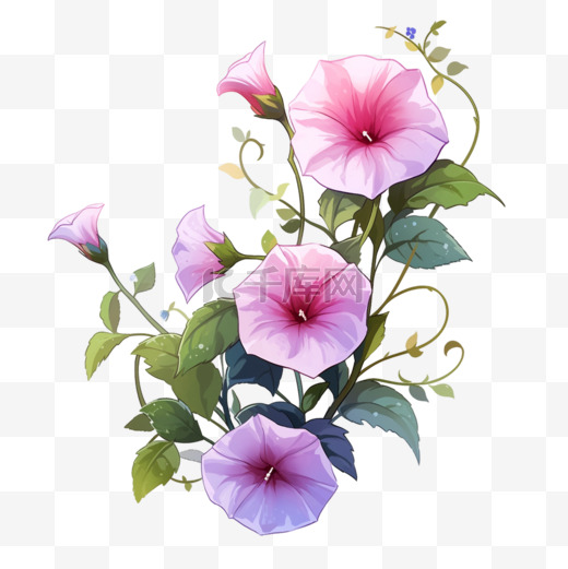 紫色的牵牛花花朵植物元素图片