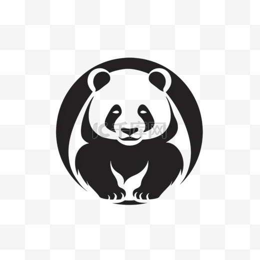 熊猫剪影标志设计模板图标logo图片