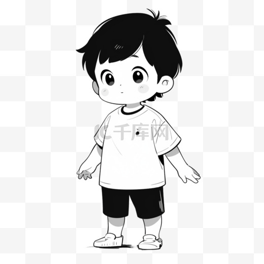卡通简约线条人物站立的小男孩图片