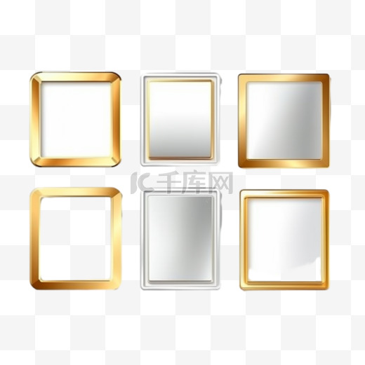 金框水平设置逼真的矢量金属金边框，透明背景上有铭文隔离的地方逼真的三维设计图片