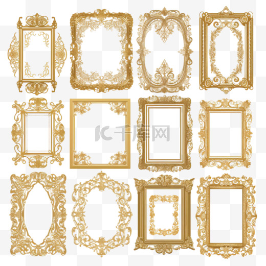 豪华装饰金色复古边框和边框复古装饰框长方形饰品图片