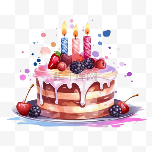生日蛋糕矢量背景设计。带有美味蛋糕元素的生日祝福短信图片