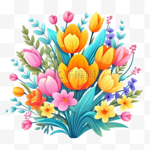 可爱的彩色春花插图图片