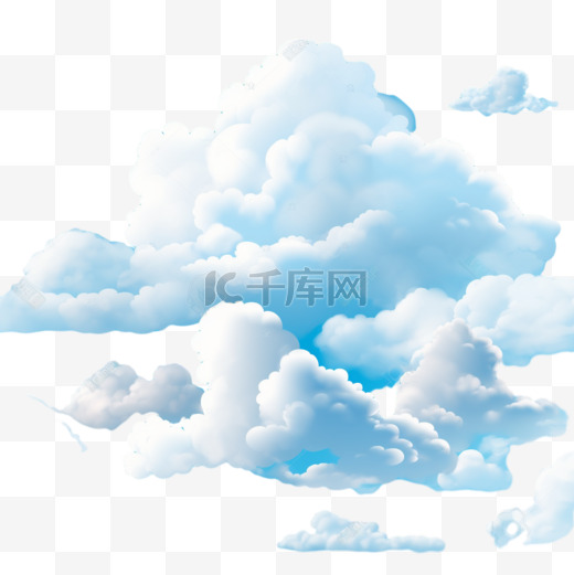 蓝天中的白色绒云图片