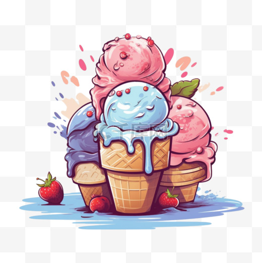 扁平美味的冰淇淋youtube频道艺术图片