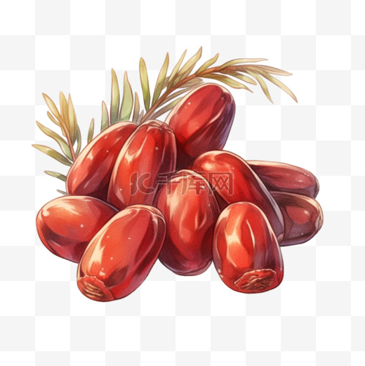 大红枣手绘秋天成熟的卡通元素图片