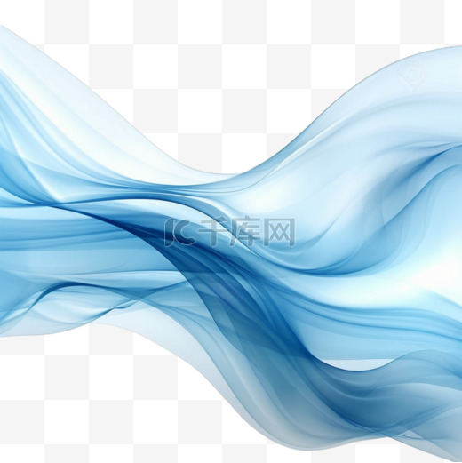 优雅的蓝色波浪流动透明背景矢量图片