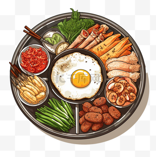 手绘平面设计韩国美食插图图片