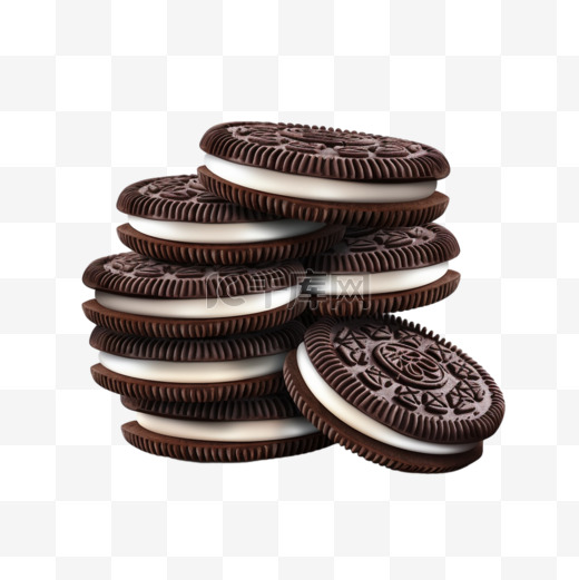 矢量图标奥利奥巧克力饼干堆叠在白色背景上隔离的品牌徽章上图片